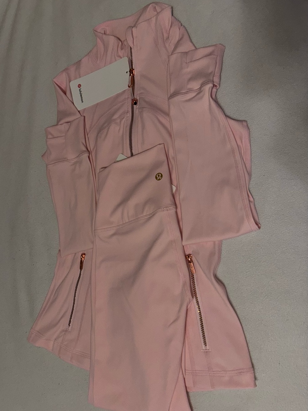 lululemon athletica Light Pink Performance Jacket with Rose Gold Zippers